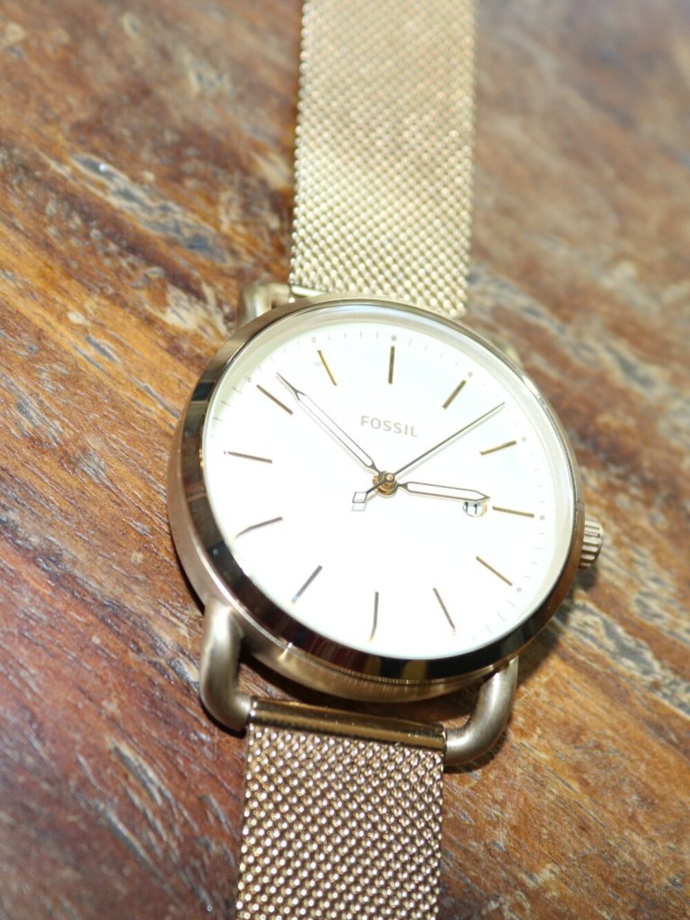 Fossil The Commuter Three-Hand Date Stainless Steel Mesh Watch - Picture 5 of 9